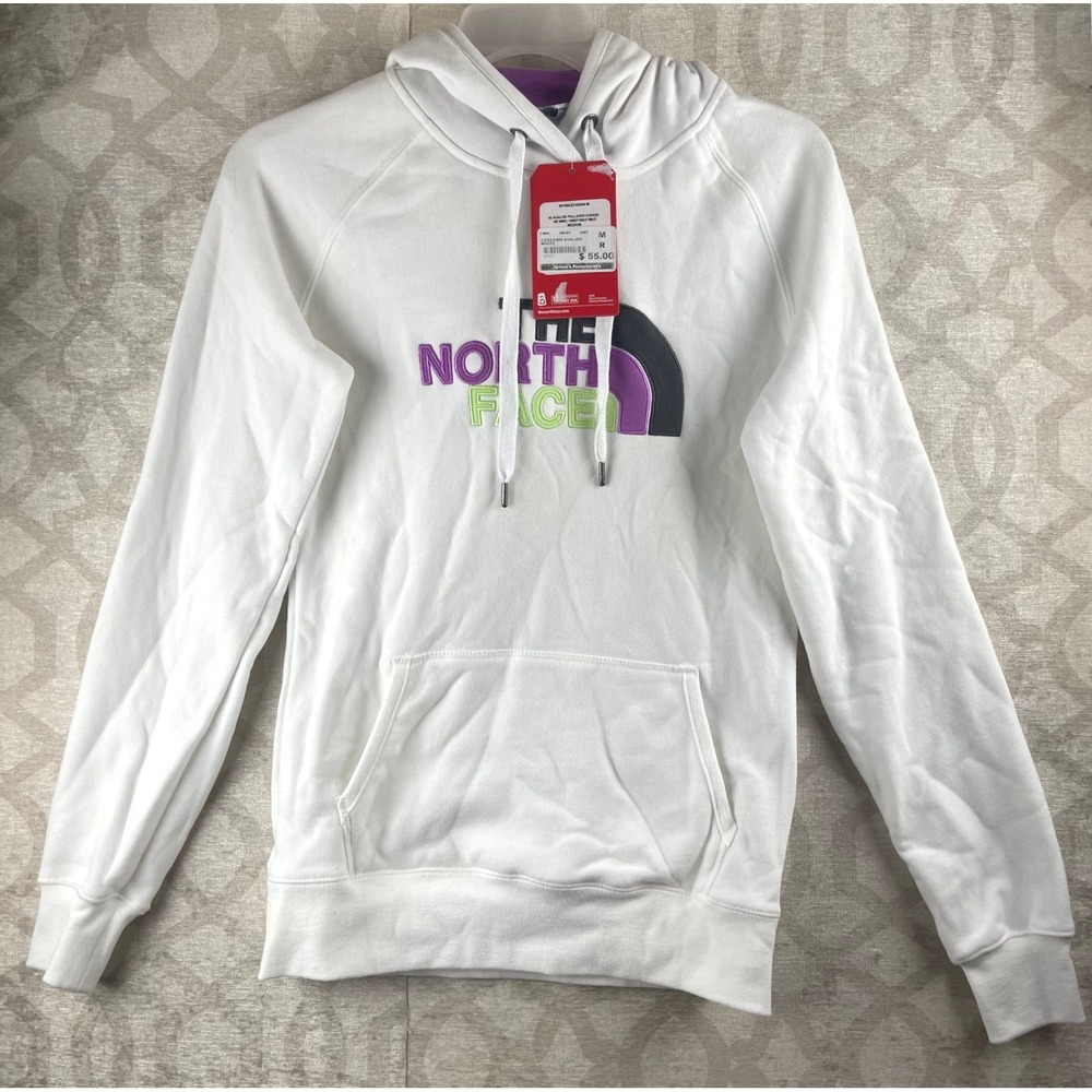 The North Face Avalon Hoodie Women Medium White NWT Embroidered Logo Pullover